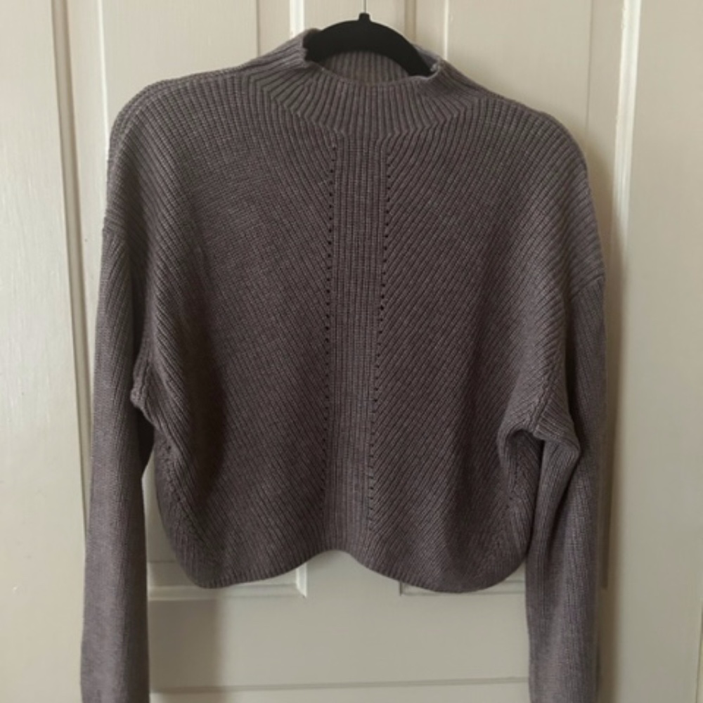 Le ORE Lodi pointelle knit mock neck sweater XS S 2/4 Dark Sand